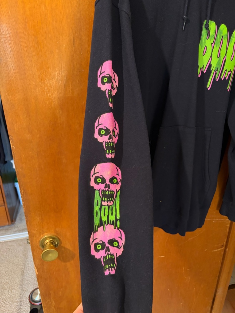 Black 'BOO' Graphic Pullover Hoodie - Picture 2 of 4